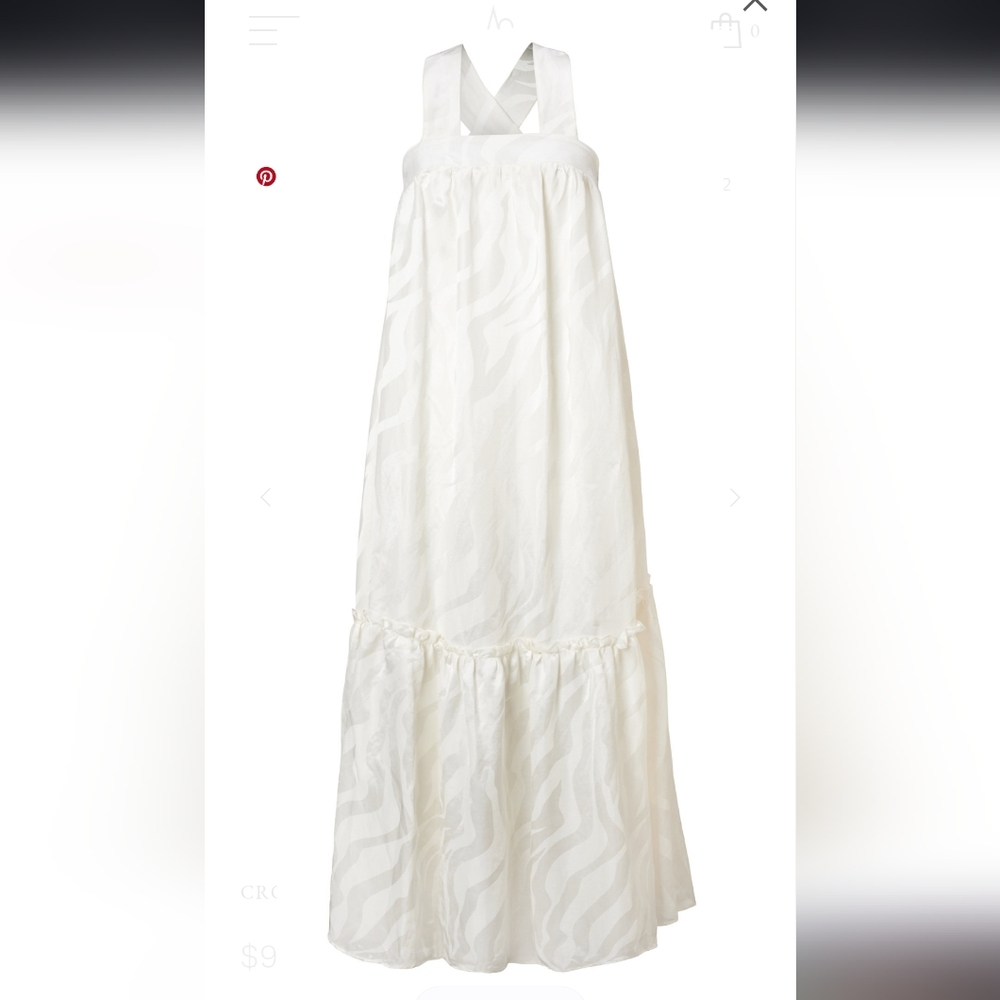 Amber Sakai NWT Crossed Back Zebra Satin Dress White Anthropologie